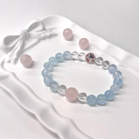 Aquamarine & Clear Quartz NFC Bracelet