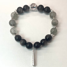Black Obsidian & Gray Rutilated Quartz NFC Calm Bracelet