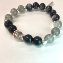 Black Obsidian & Gray Rutilated Quartz NFC Calm Bracelet
