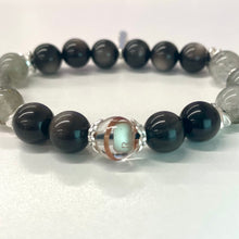 Black Obsidian & Gray Rutilated Quartz NFC Calm Bracelet